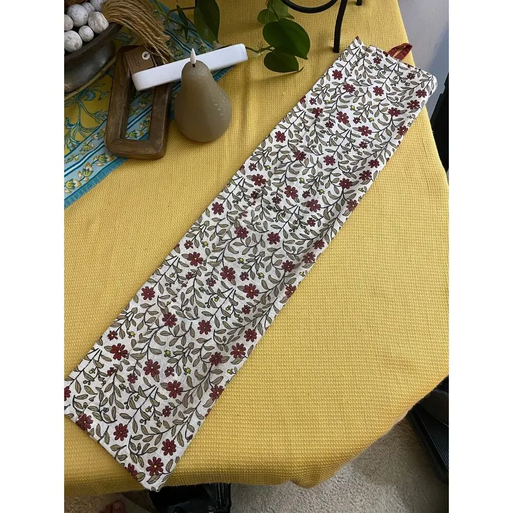 Creative Co-Op Floral Cotton Tea Towel Burgundy Taupe Flowers Farmhouse Kitchen
